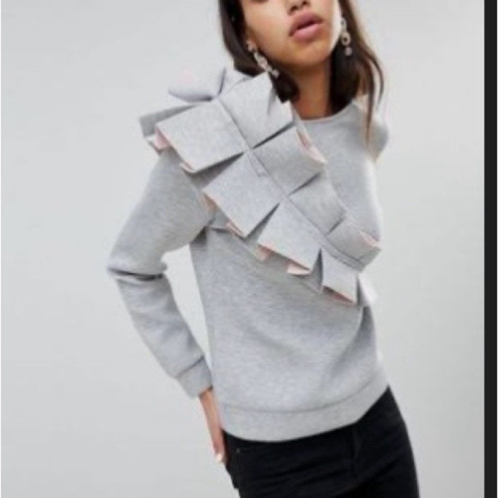 Lost Ink 3D Ruffle Scuba Sweatshirt